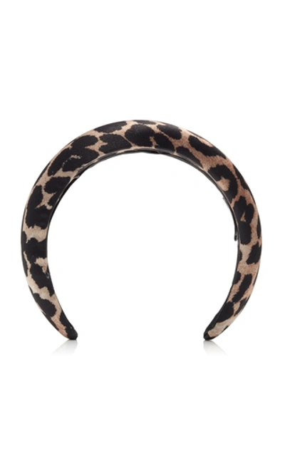Shop Ganni Padded Nylon Headband In Animal