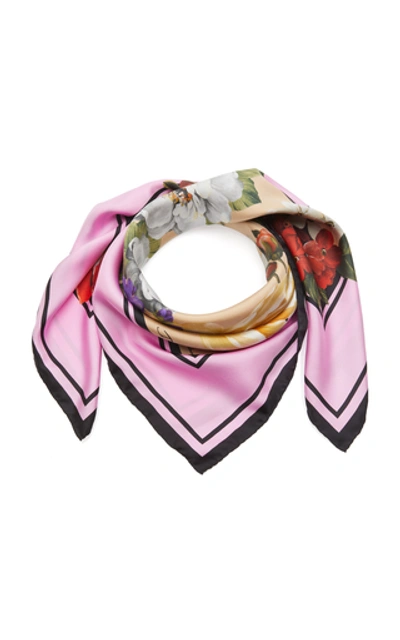 Shop Dolce & Gabbana Flori Printed Silk Scarf In Pink