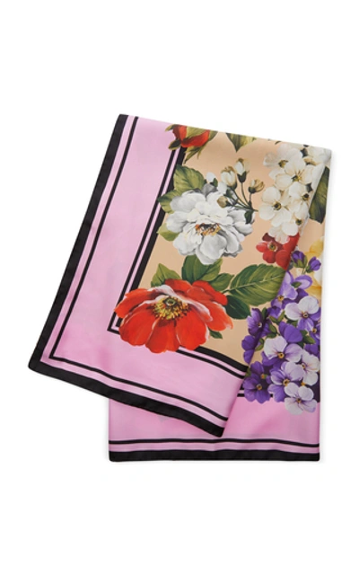 Shop Dolce & Gabbana Flori Printed Silk Scarf In Pink