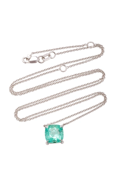 Shop Maria Jose Jewelry 14k White Gold And Emerald Necklace In Green