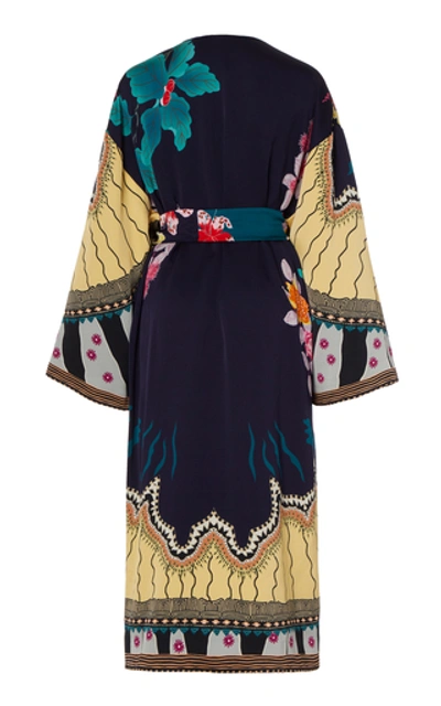 Shop Etro Printed Satin Midi-length Kimono In Multi