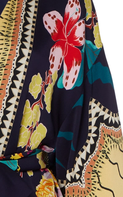 Shop Etro Printed Satin Midi-length Kimono In Multi