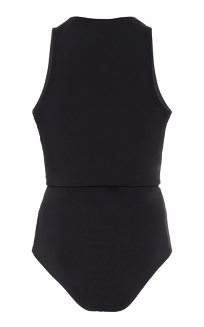 Shop Balmain Button-embellished One-piece Swimsuit In Black