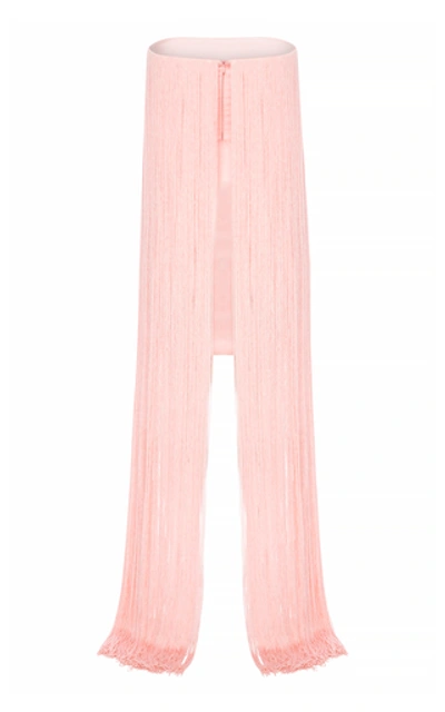 Shop Alex Perry Spence Fringe Sateen Mini Dress In Pink