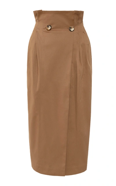 Shop Anna October London Silk-blend Midi Skirt In Neutral