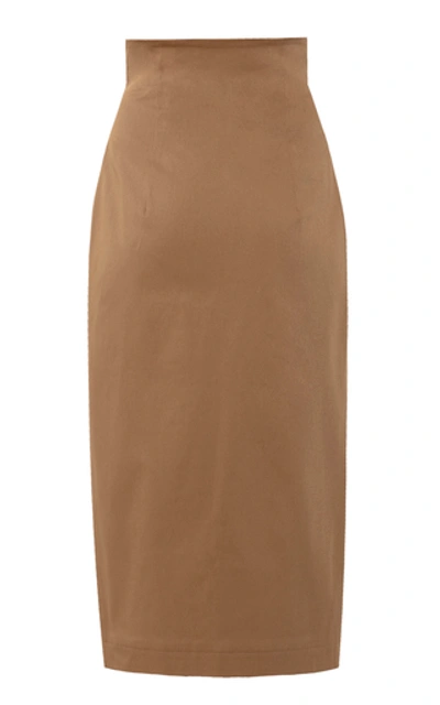 Shop Anna October London Silk-blend Midi Skirt In Neutral