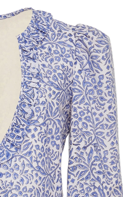 Shop Alix Of Bohemia Lorelei Printed Cotton-chiffon Dress In Blue