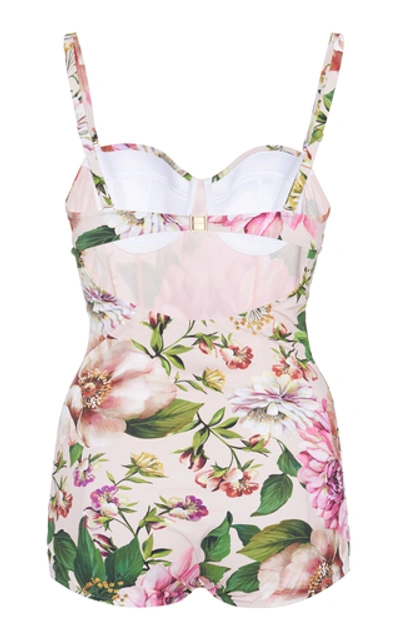 Shop Dolce & Gabbana Floral-print Bustier One-piece Swimsuit