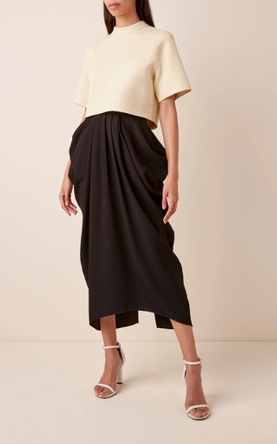 Shop Proenza Schouler Draped Crepe Midi Skirt In Black