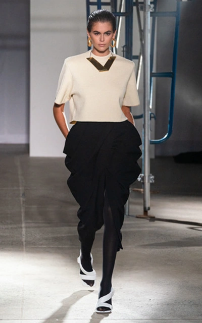 Shop Proenza Schouler Draped Crepe Midi Skirt In Black