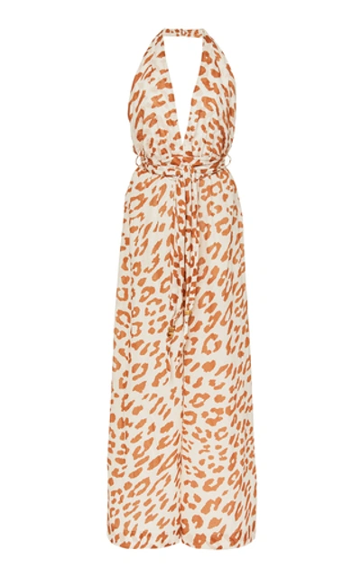 Shop Nanushka Alayna Leopard-print Cotton-twill Jumpsuit