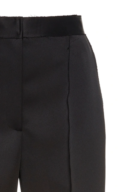 Shop Carolina Herrera Satin Straight-leg Pants In Black
