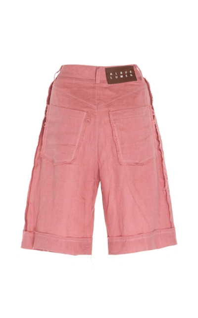 Shop Albus Lumen Lumen Distressed Linen Shorts In Pink
