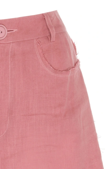 Shop Albus Lumen Lumen Distressed Linen Shorts In Pink
