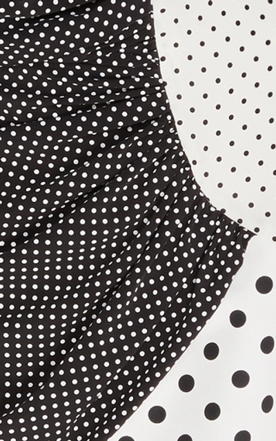 Shop Rodarte Draped Polka-dot Crepe Dress In Black/white