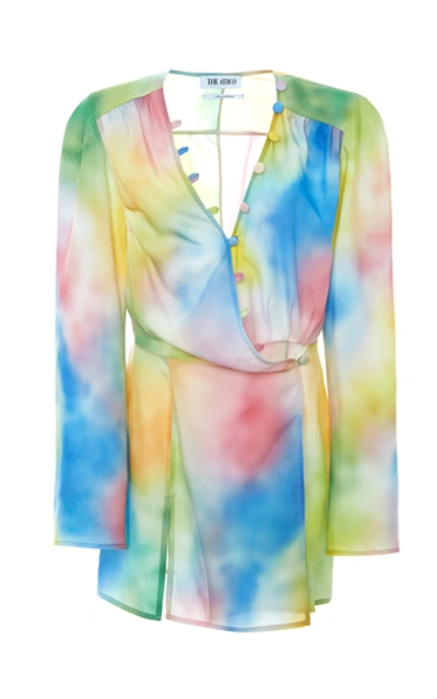 Shop Attico Tie-dye Crepe De Chine Mini Dress In Multi