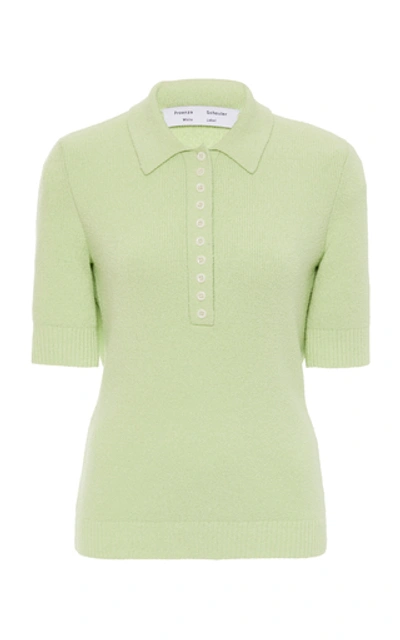 Shop Proenza Schouler White Label Boucle Short Sleeve Polo In Green