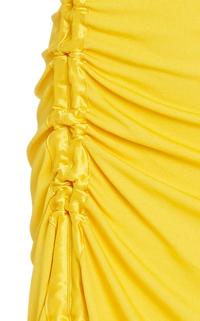 Shop Sies Marjan Fontana Side-ruched Jersey Dress In Yellow