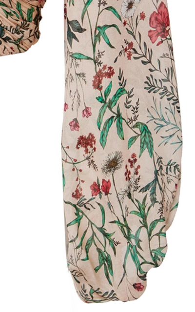 Shop Amur Helena Floral-patterned Silk Crop Top In Print