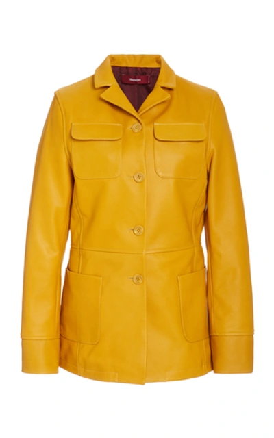 Shop Sies Marjan Raquel Pebbled Leather Field Jacket In Yellow