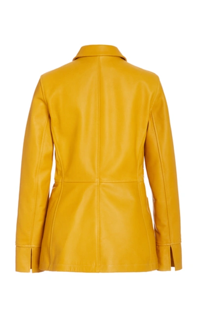 Shop Sies Marjan Raquel Pebbled Leather Field Jacket In Yellow