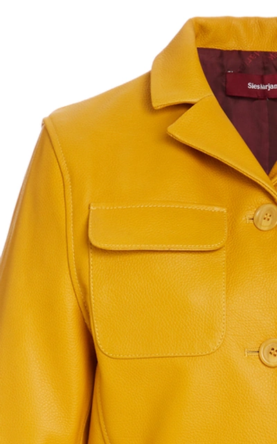 Shop Sies Marjan Raquel Pebbled Leather Field Jacket In Yellow