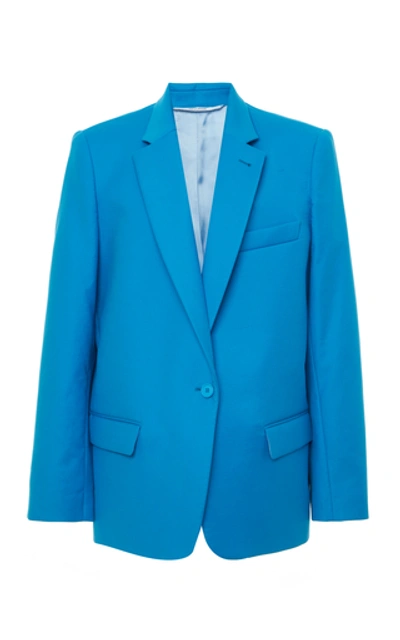 Shop Attico Cotton-blend Cady Blazer In Blue