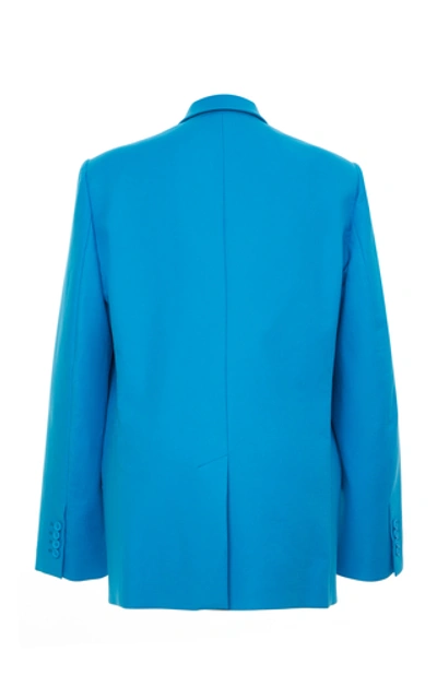 Shop Attico Cotton-blend Cady Blazer In Blue