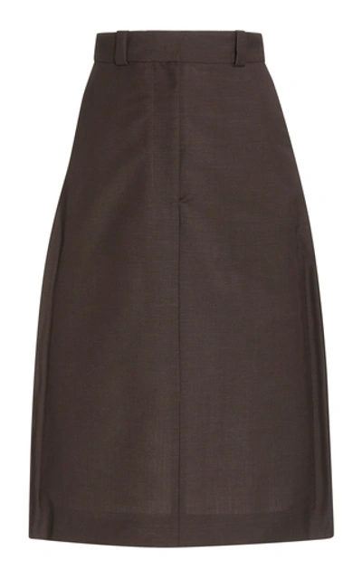 Shop Eftychia Zip-detailed Wool-mohair Skirt In Brown