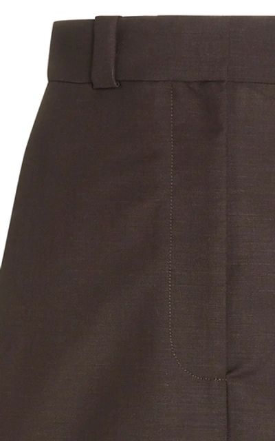 Shop Eftychia Zip-detailed Wool-mohair Skirt In Brown