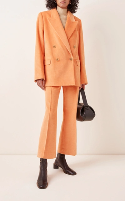 Shop Acne Studios Janny Corduroy Double-breasted Blazer In Orange