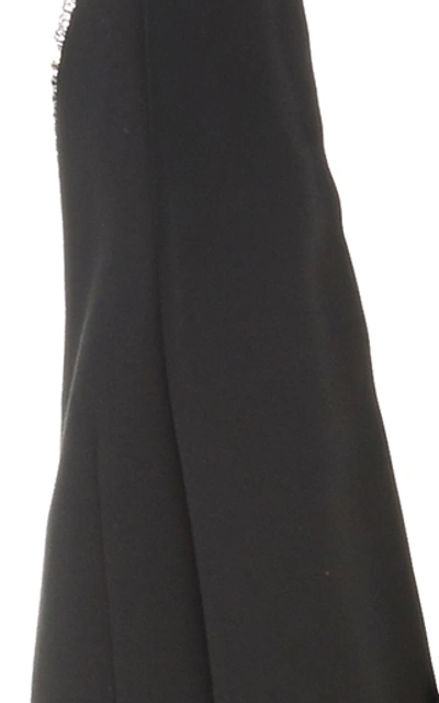 Shop Area Crystal-embellished Crepe Mini Dress In Black