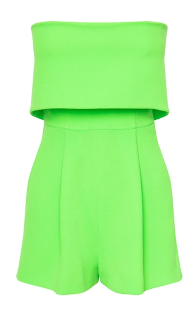 Shop Alex Perry Darby Overlay Crepe Strapless Romper In Green