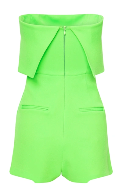 Shop Alex Perry Darby Overlay Crepe Strapless Romper In Green