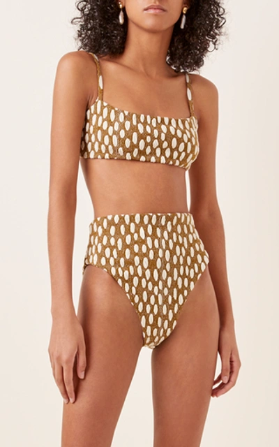 Shop Mara Hoffman Sia Jacquard-knit Bikini Top In Green