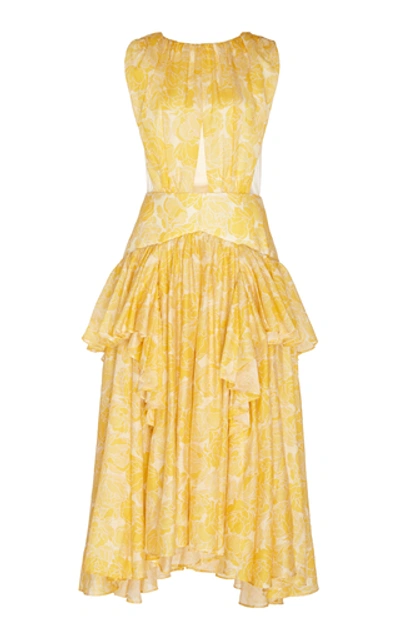Shop Acler Grosvenor Cutout Printed Georgette Dress In Multi