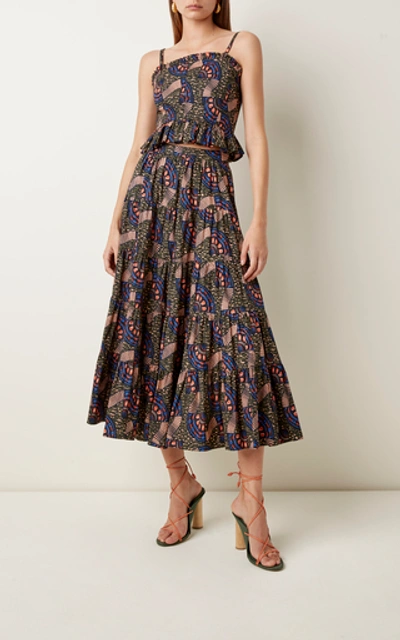 Shop Ulla Johnson Sylvie Printed Cotton Midi Skirt