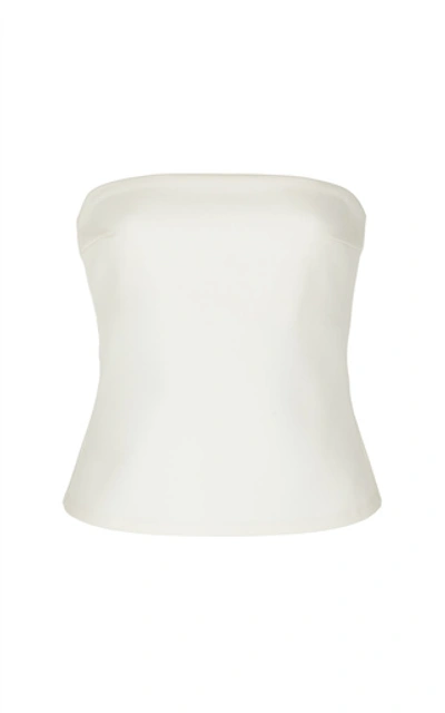 Shop A.w.a.k.e. Strapless Stretch-crepe Top In White