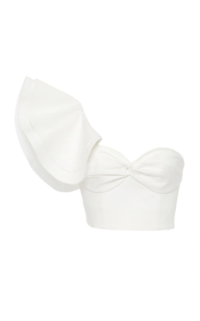 Shop Amur Miray One-shoulder Stretch-cotton Top In White