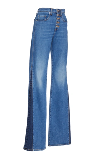 Shop Veronica Beard Kiley Stretch High-rise Wide-leg Jeans In Blue