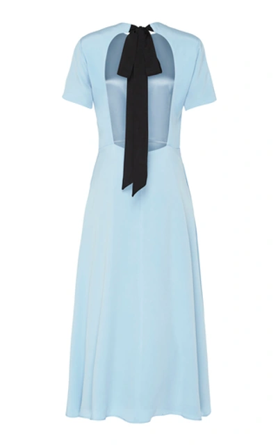 Shop Macgraw Bow Tie Silk Faille Dress In Blue