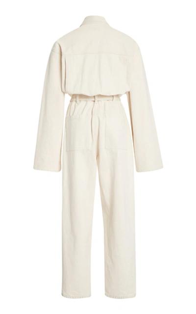 Shop Agolde Tatum All-in-one Denim Jumpsuit In White