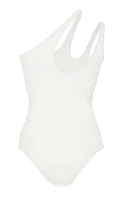 Shop Palm Coty Cutout One-shoulder Swimsuit In White