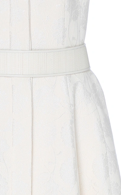 Shop Akris Belted Jacquard Midi Dress In White