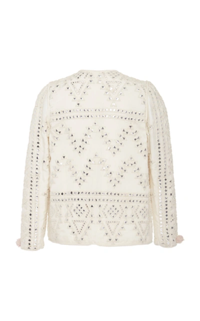Shop Alix Of Bohemia Jasmine Studded Silk And Cotton-blend Jacket In White