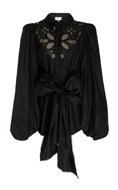 Shop Acler Vicount Tie-front Cotton Broderie Anglaise Blouse In Black