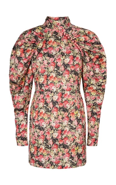 Shop Rotate Birger Christensen Kim Ruched Floral-print Stretch-jersey Midi Dress