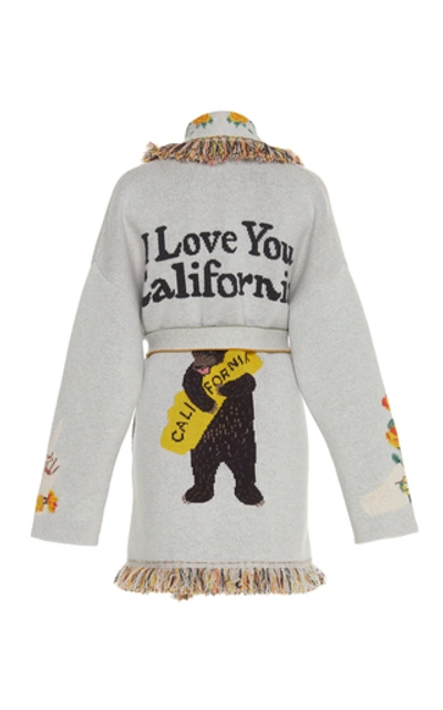 Shop Alanui "i Love You California" Fringed Cashmere Cardigan In Multi