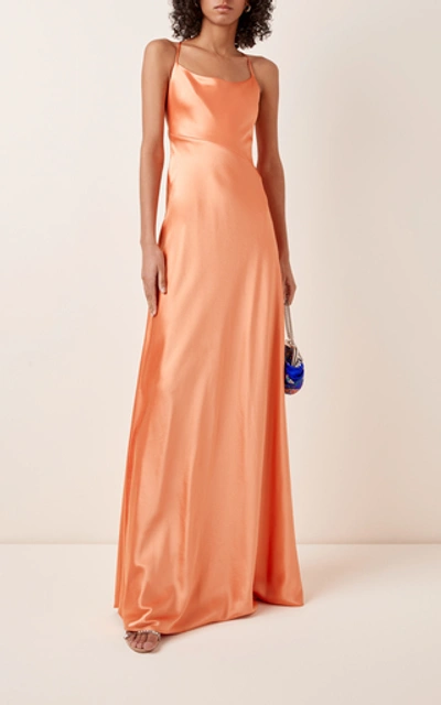 Shop Galvan Serena Silk-satin Gown In Orange