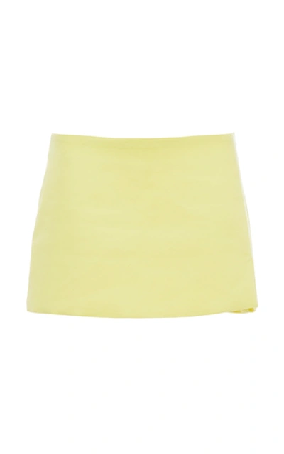 Shop Attico Cotton-blend Mini Skirt In Yellow